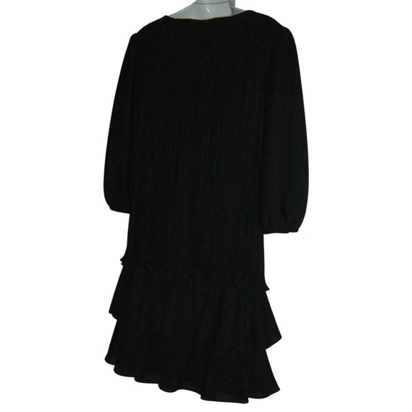 Good Times Dress Vintage 70s Black Glam Avant Garde Fairy Flamenco Disco Glitter - Picture 9 of 13